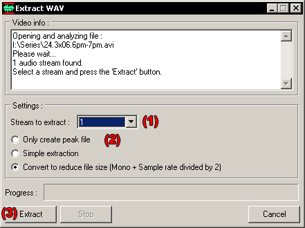 Extract WAV dialog