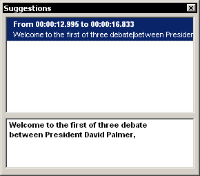 Suggestions dialog